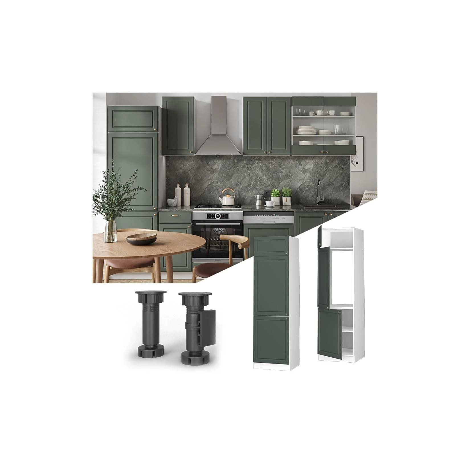 Vicco Kühlumbauschrank Fame-Line Weiß Grün-Gold Landhaus 60 cm