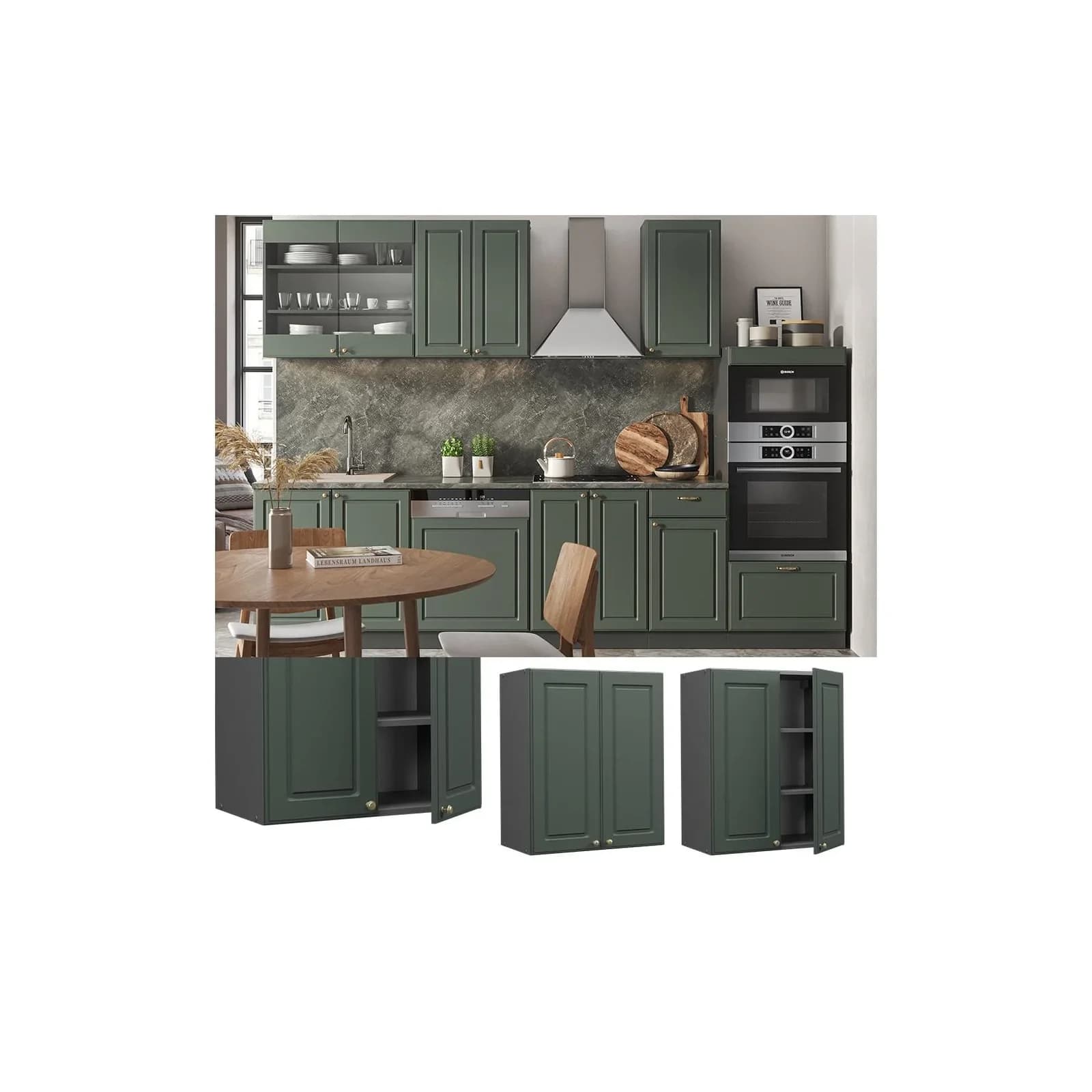 Vicco Hängeschrank Fame-Line Grün-Gold Landhaus 60 cm