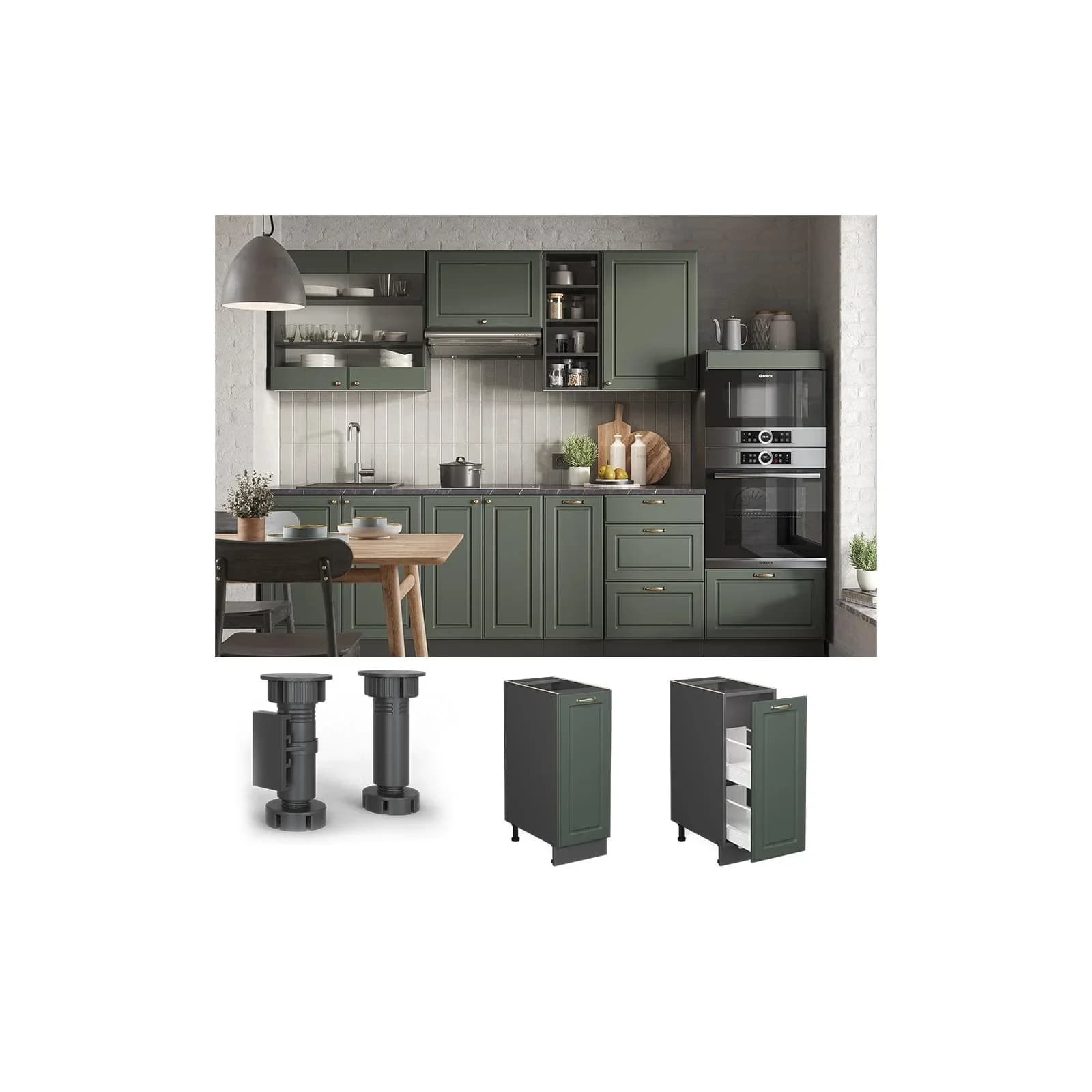 Vicco Apothekerschrank Fame-Line Grün-Gold Anthrazit