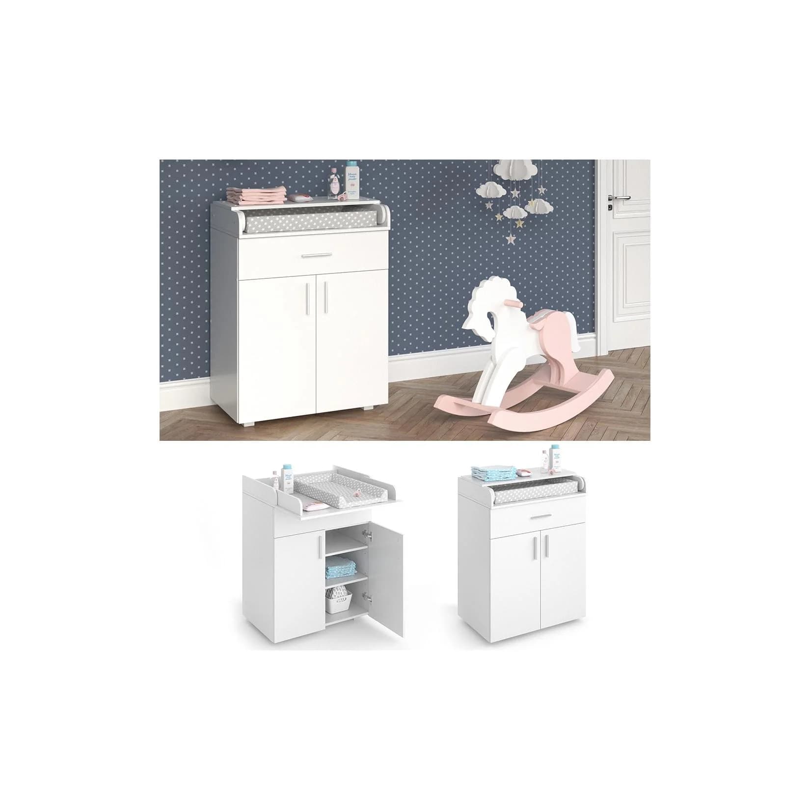 Vicco Wickeltisch Lena Weiß Wickelkommode mit Schublade