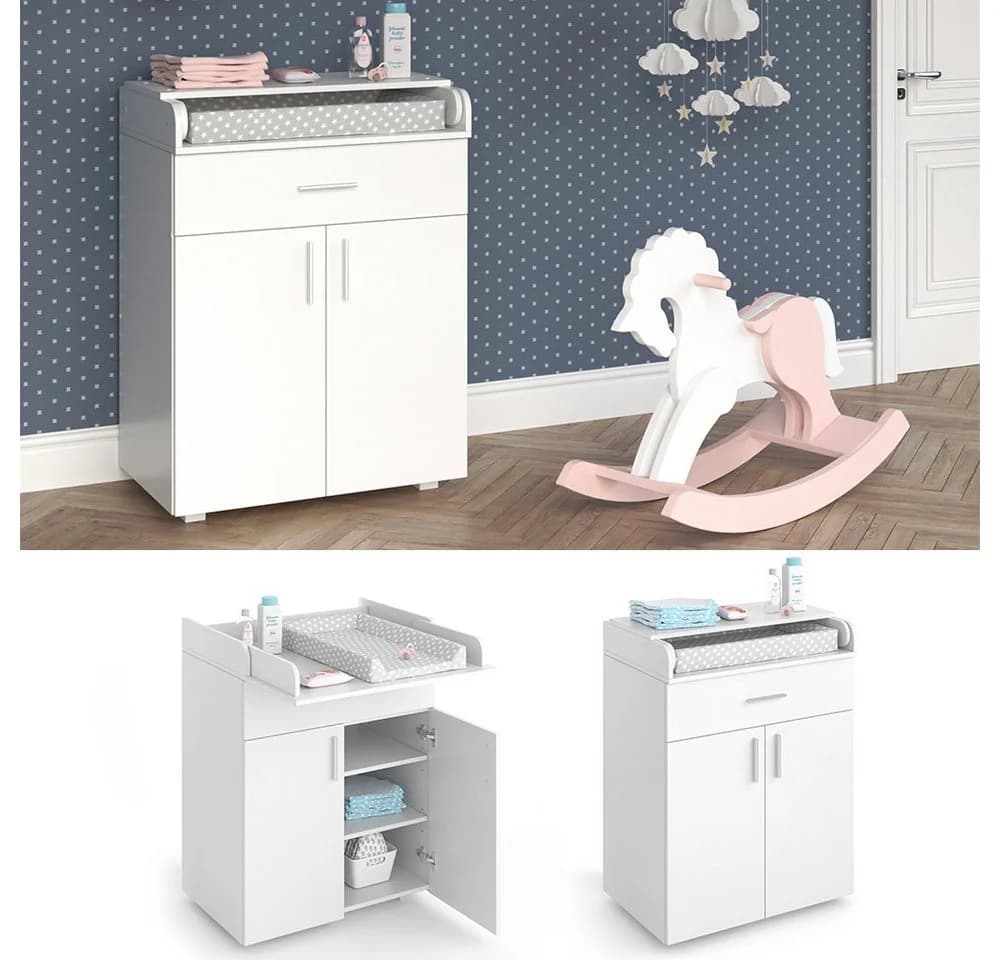 Vicco Wickeltisch Lena Weiß Wickelkommode mit Schublade - Bild 2