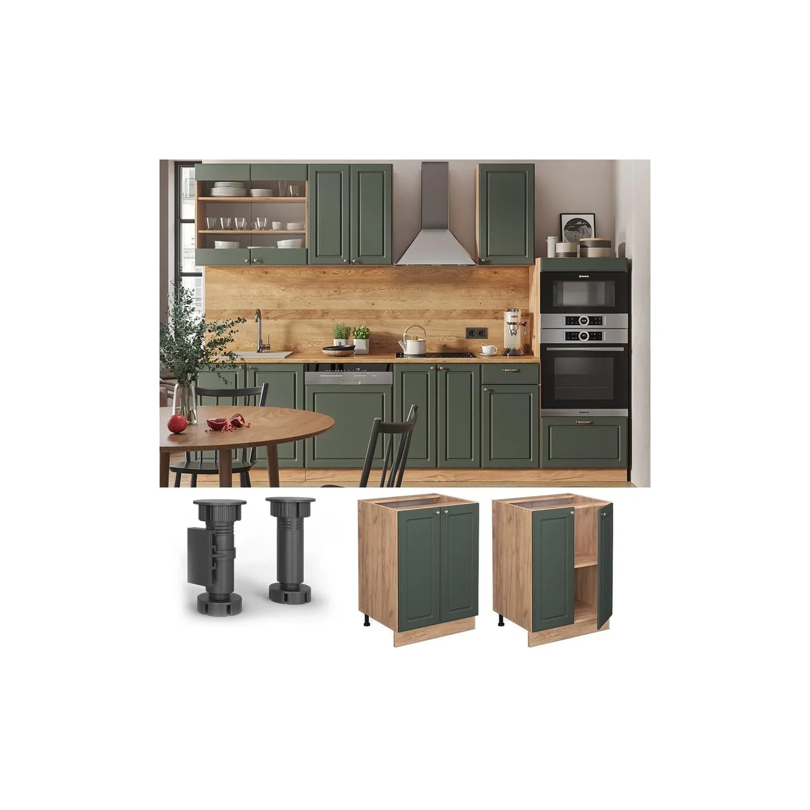 Vicco Unterschrank Fame-Line Grün-Gold Landhaus 60 cm