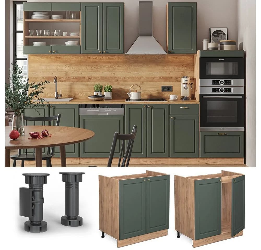 Vicco Spülenunterschrank Fame-Line Grün-Gold Landhaus 80 cm - Bild 5