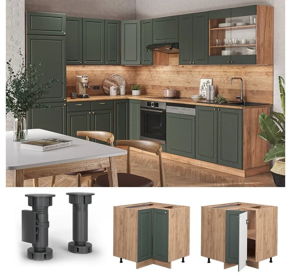 Vicco Eckunterschrank Fame-Line Grün-Gold Landhaus Eiche - Bild 5