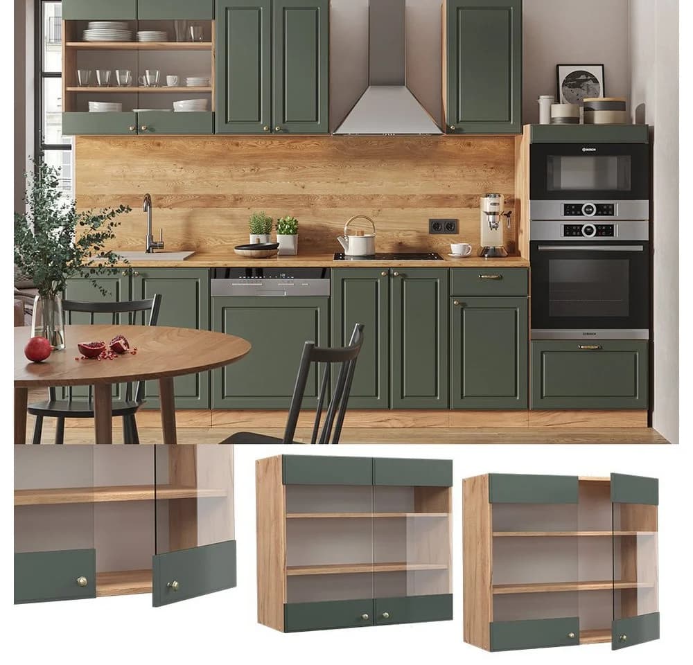 Vicco Glashängeschrank Fame-Line Grün-Gold Landhaus 80 cm - Bild 2