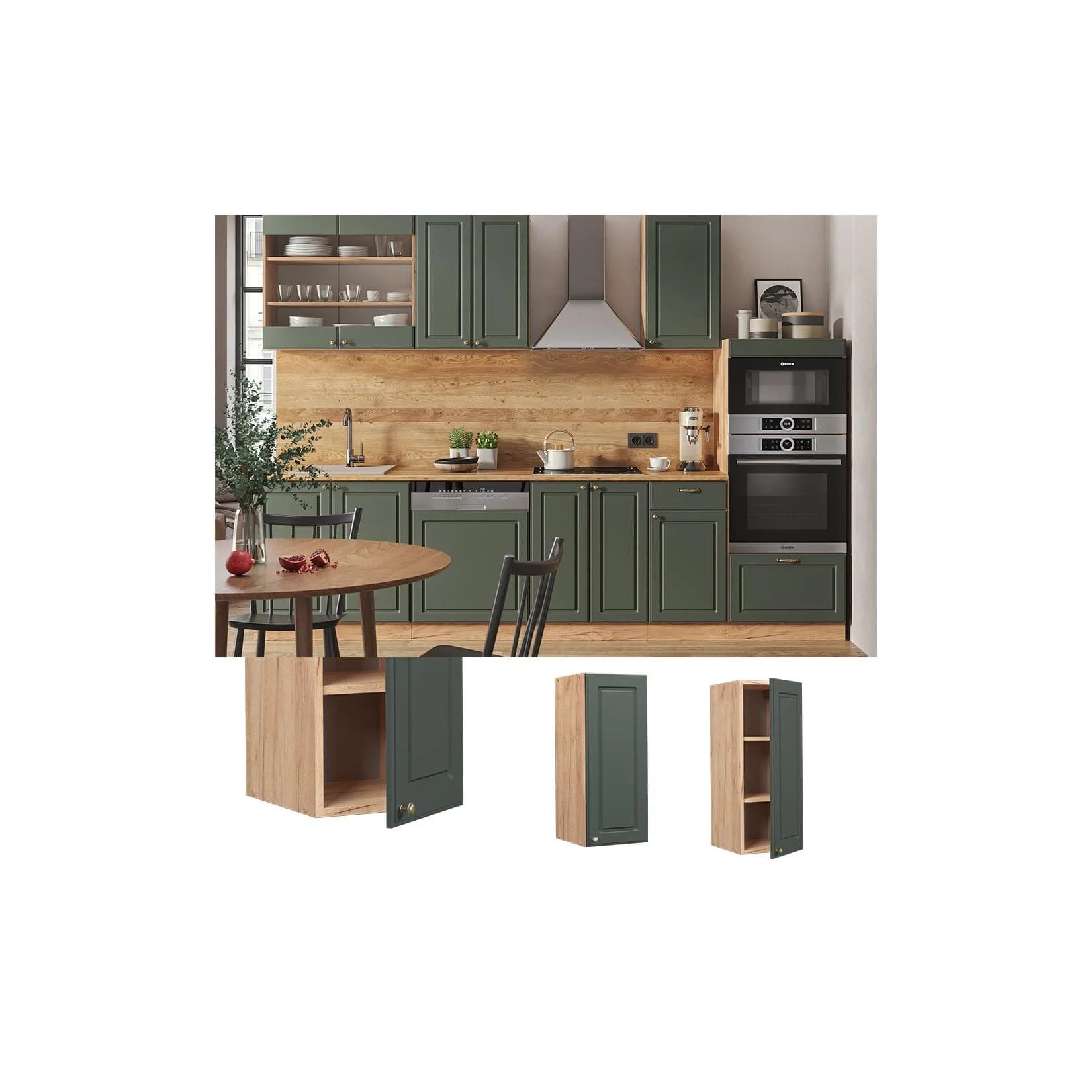 Vicco Hängeschrank Fame-Line Eiche Grün-Gold 30 cm Landhaus
