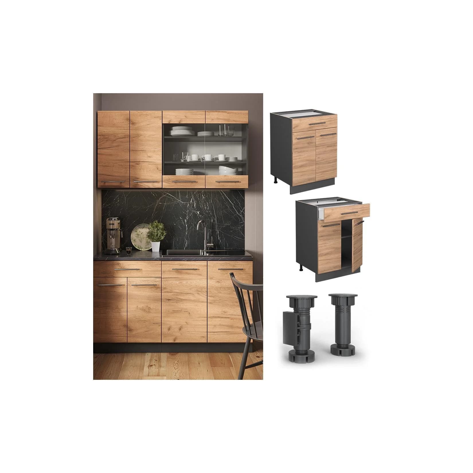 Vicco Unterschrank Fame-Line Anthrazit Eiche 60cm mit Schublade