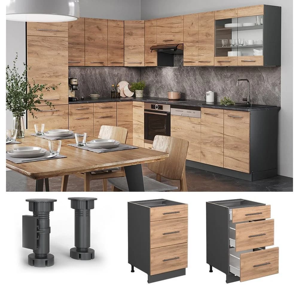 Vicco Fame-Line Küchenunterschrank Anthrazit Eiche 50 cm - Bild 5