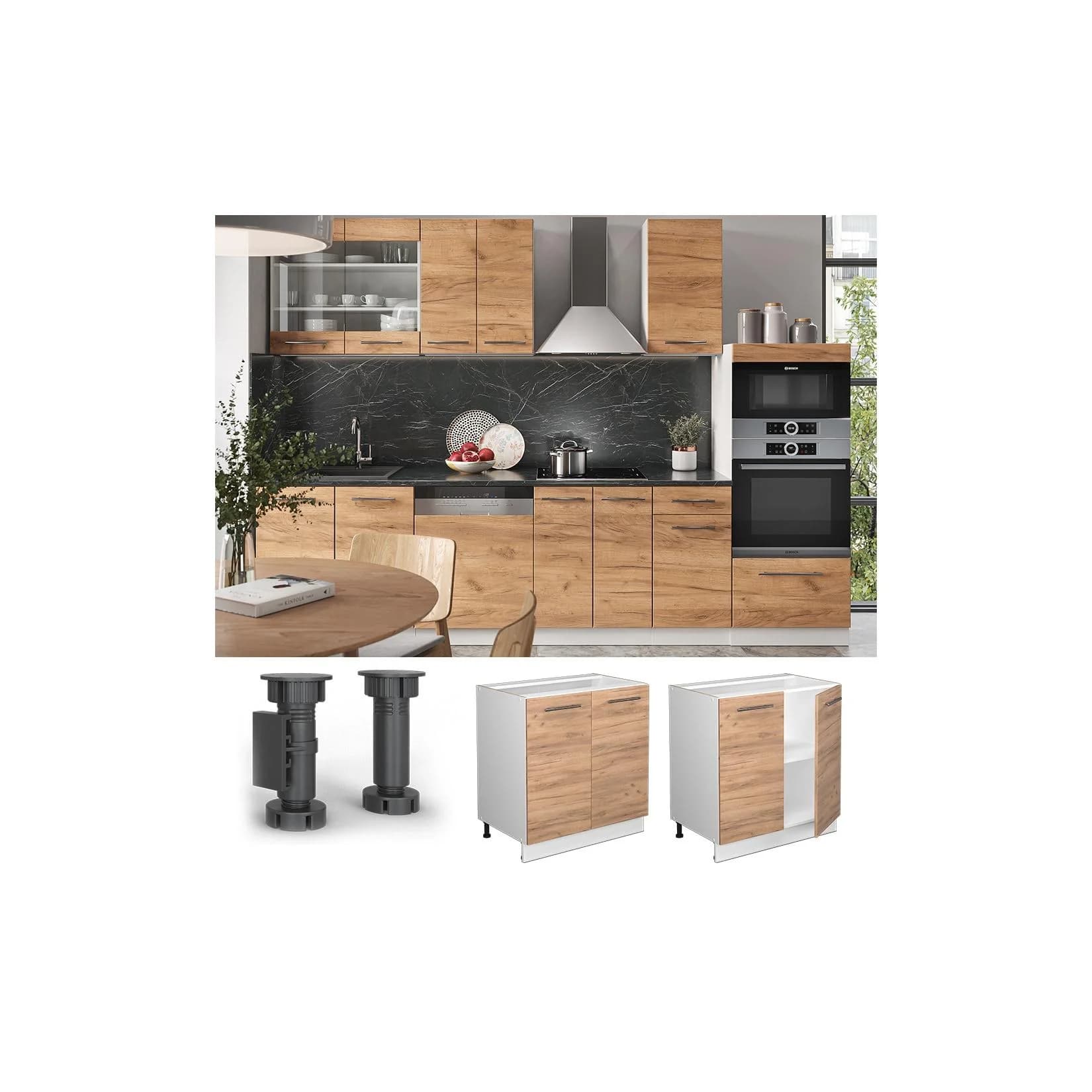 Vicco Unterschrank Fame-Line Weiß Eiche 80 cm mit Softclose