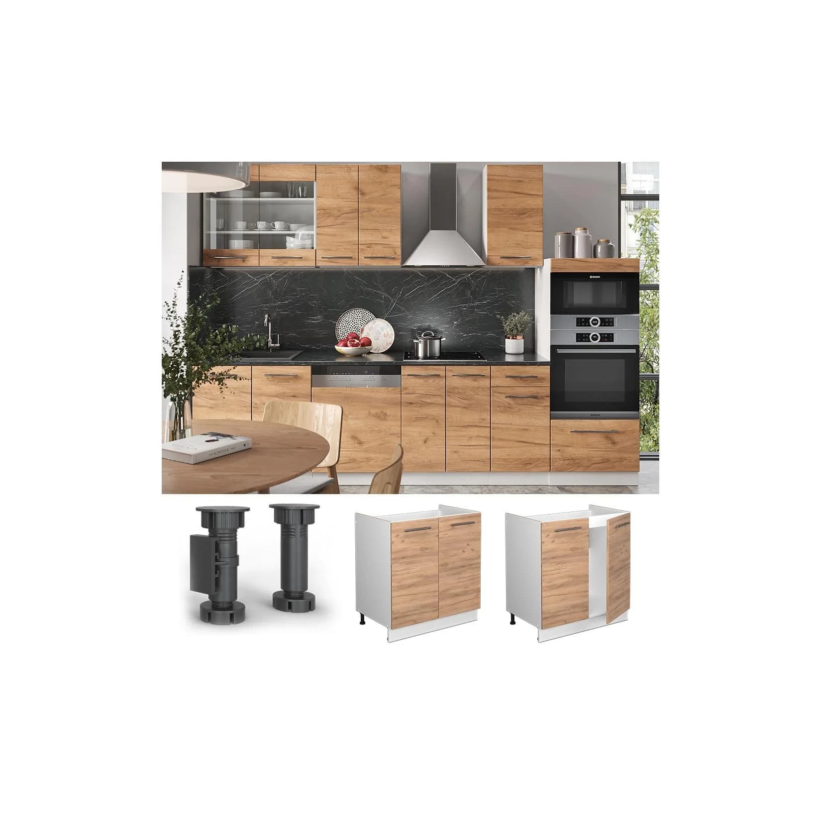 Vicco Spülenunterschrank Fame-Line Weiß Eiche 80 cm