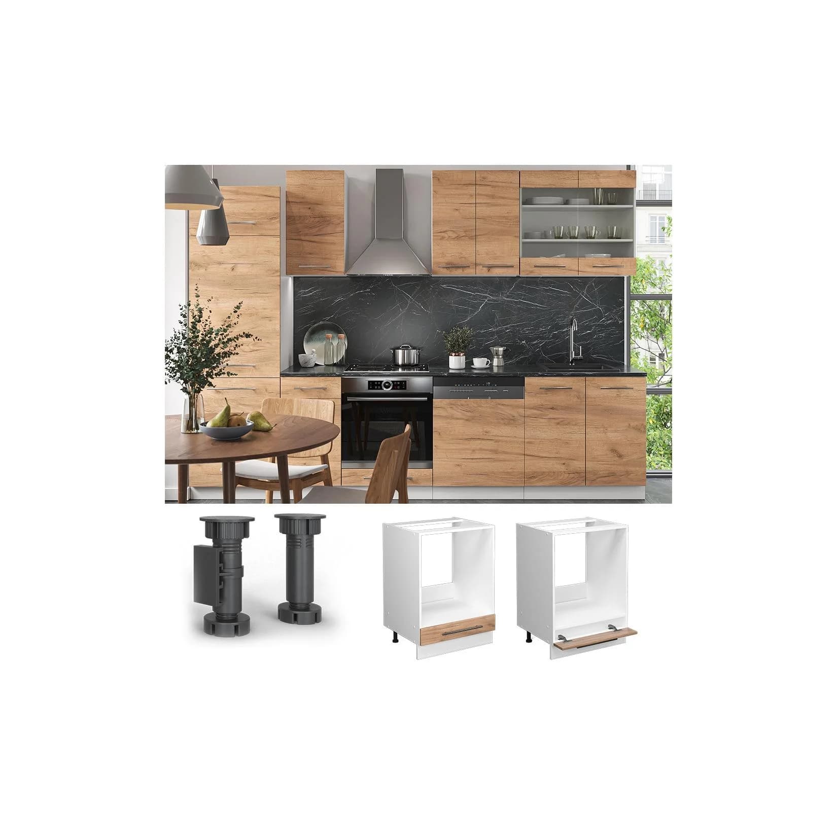 Vicco Herdumbauschrank Fame-Line Weiß Eiche Modern 60 cm