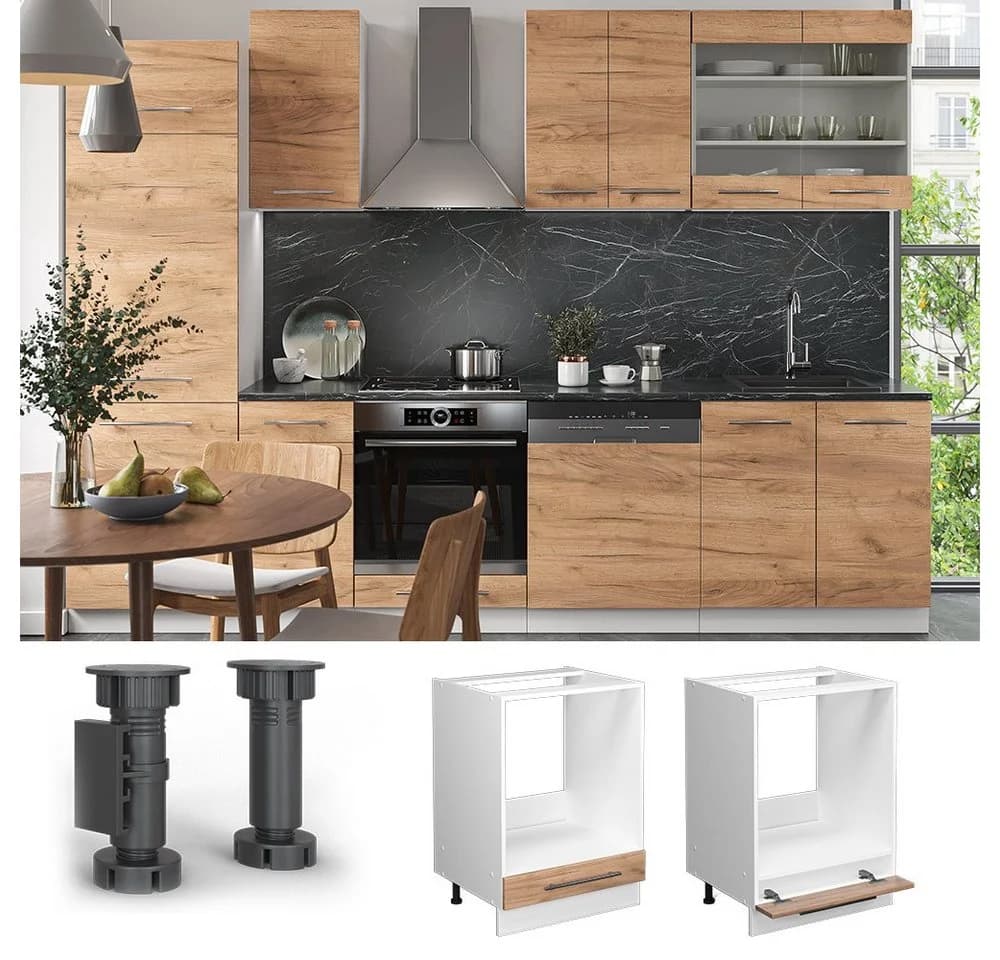Vicco Herdumbauschrank Fame-Line Weiß Eiche Modern 60 cm - Bild 5