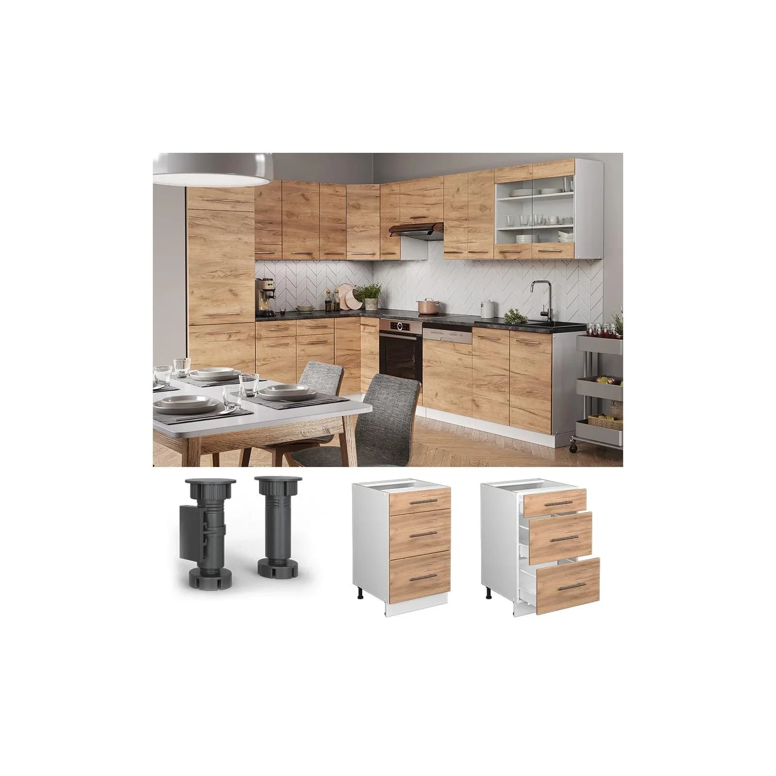 Vicco Unterschrank Fame-Line Weiß Eiche 50 cm Küche