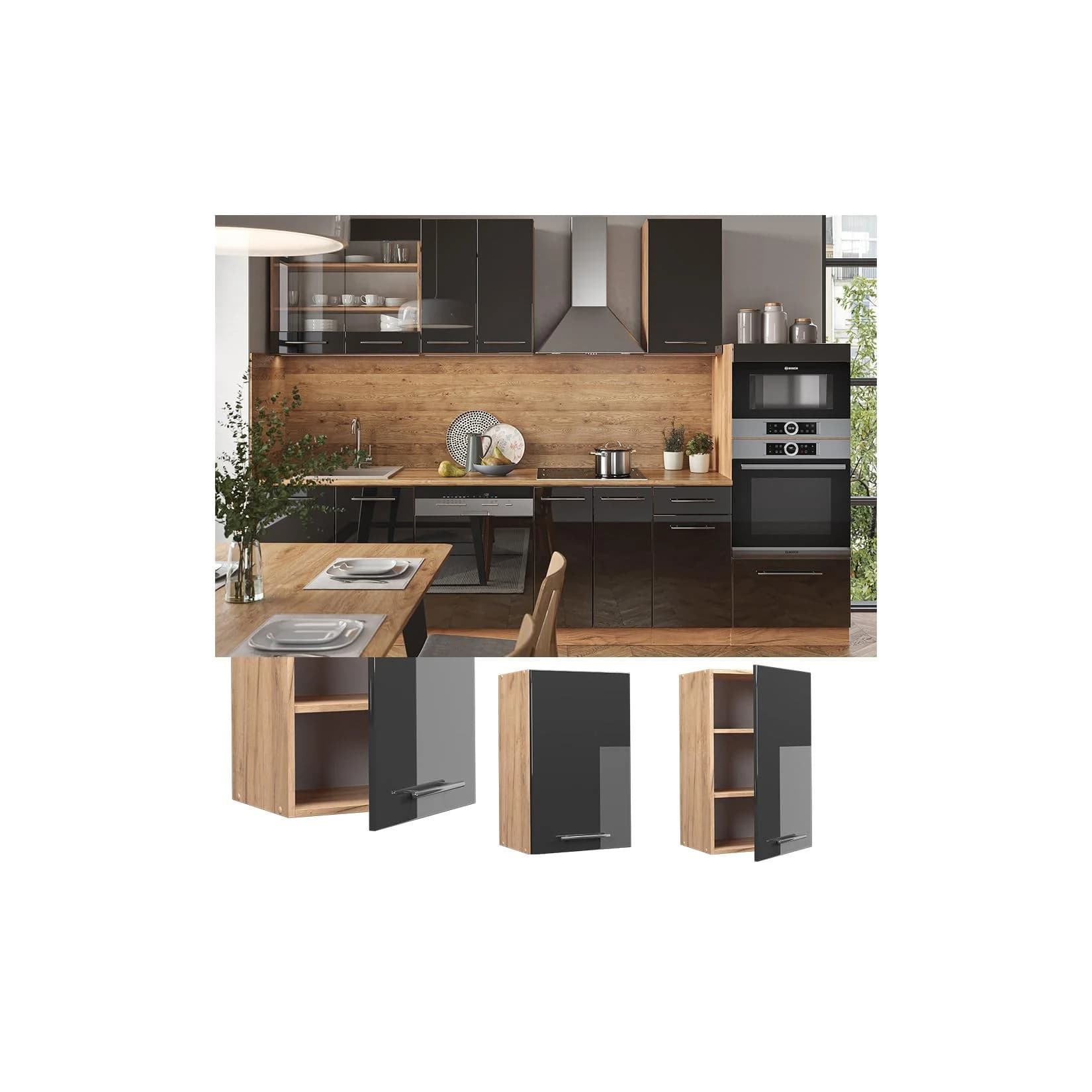 Vicco Hängeschrank Fame-Line Eiche Anthrazit Hochglanz 45 cm