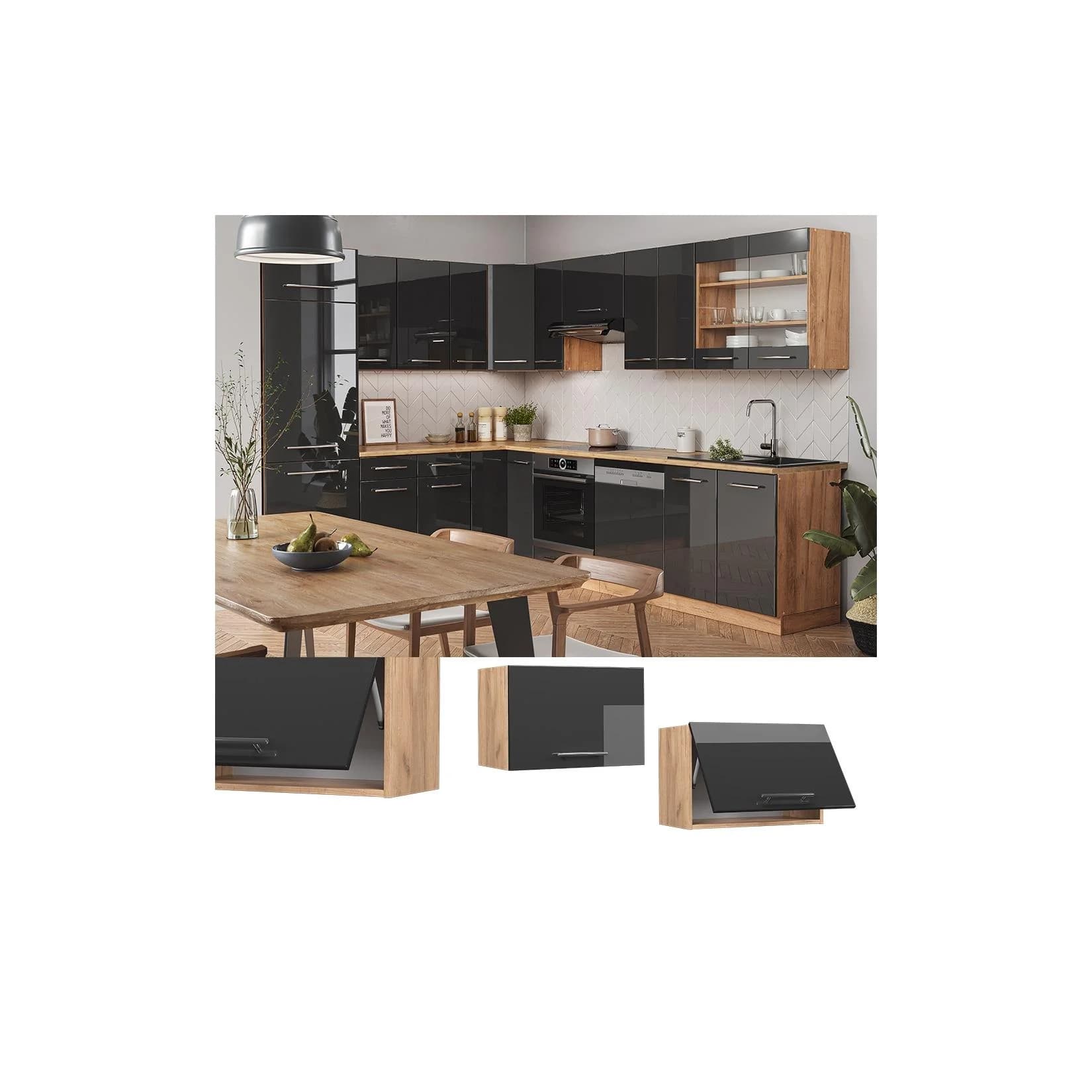 Vicco Hängeschrank Fame-Line Eiche Anthrazit Modern Hochglanz