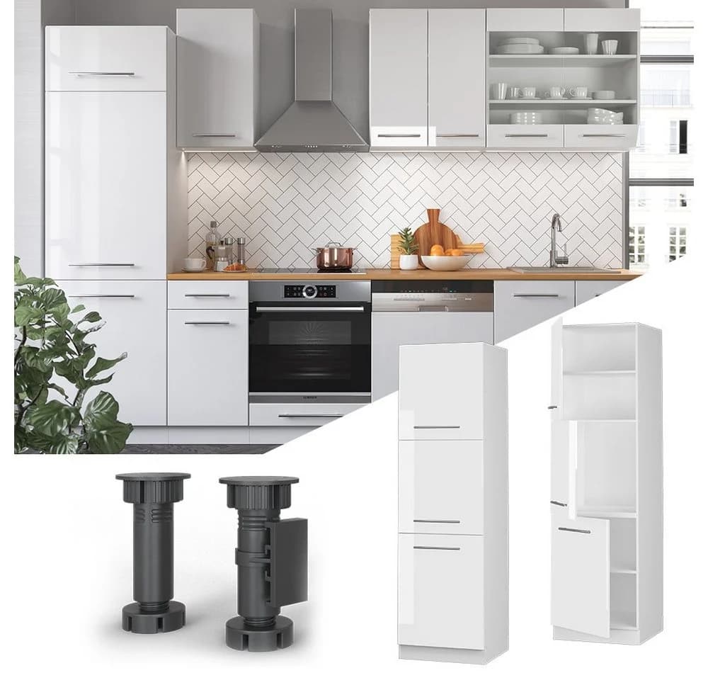 Vicco Herdumbauschrank Fame-Line Weiß Hochglanz 60 cm - Bild 5