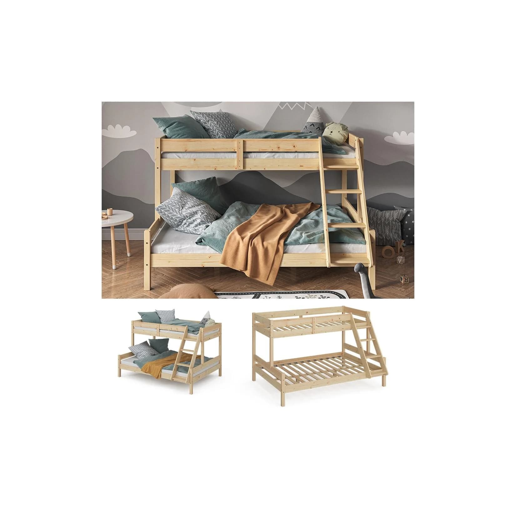 VitaliSpa Hochbett Everest Natur Modern 140x200 Massivholz