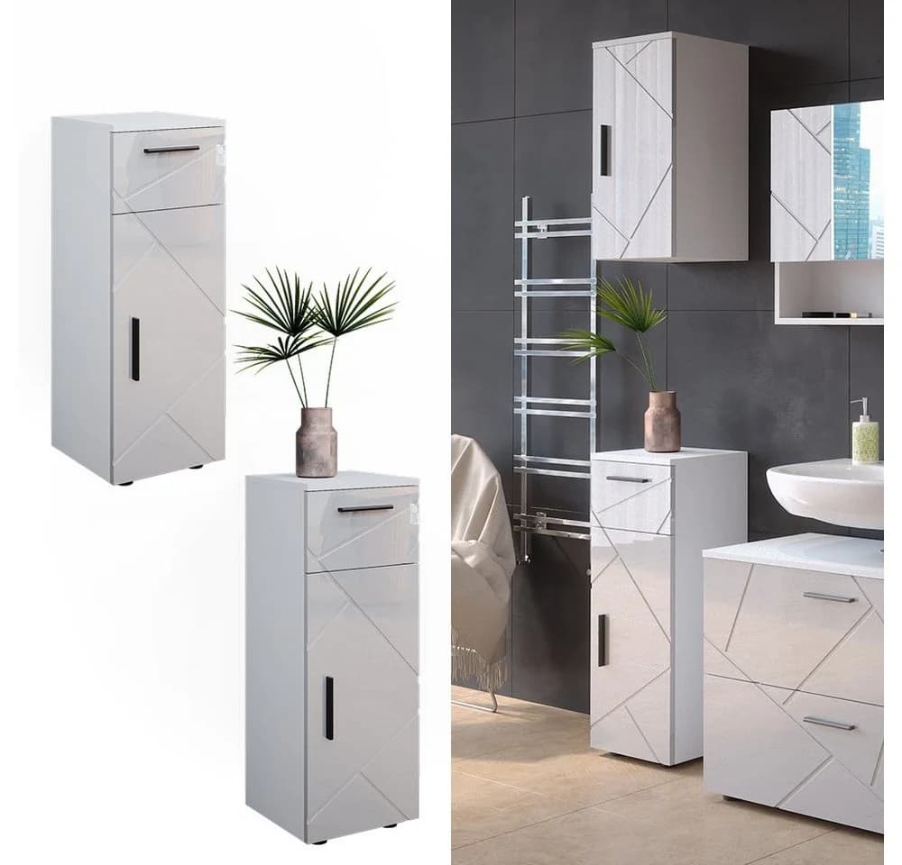 Vicco Midischrank Irma Weiß Hochglanz Modern Badmöbel - Bild 2