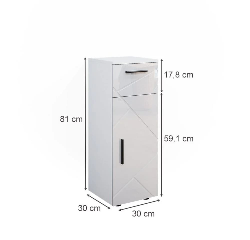 Vicco Midischrank Irma Weiß Hochglanz Modern Badmöbel - Bild 4