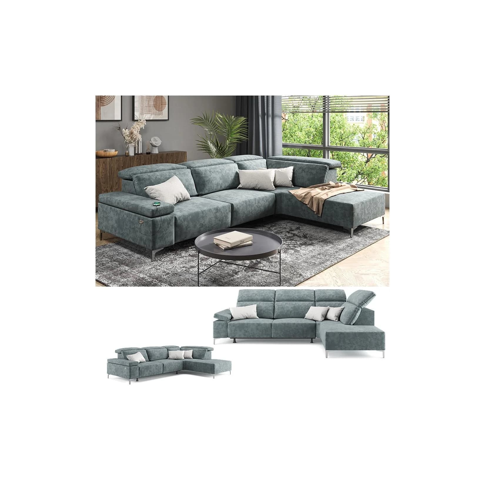 VitaliSpa Ecksofa Loungesofa Boxspringsofa James Grau Relaxfunktion