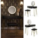 Vicco Schminktisch Grace Schwarz Hochglanz mit LED Spiegel und Hocker Bild 2