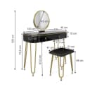 Vicco Schminktisch Grace Schwarz Hochglanz mit LED Spiegel und Hocker Bild 4