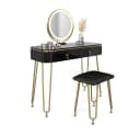 Vicco Schminktisch Grace Schwarz Hochglanz mit LED Spiegel und Hocker Bild 5