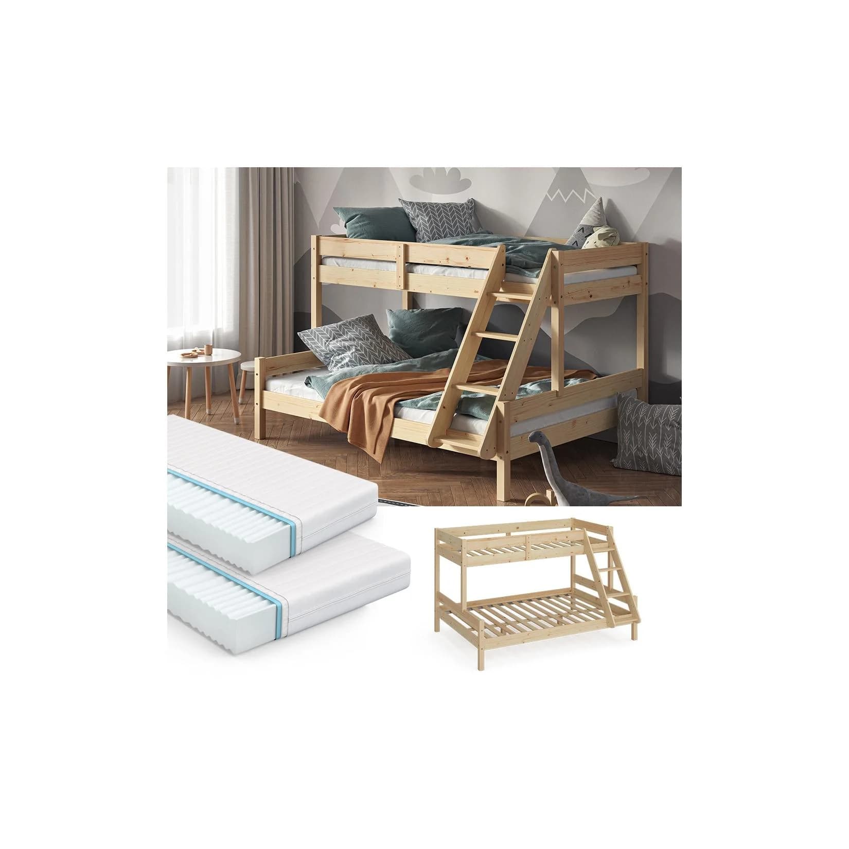 VitaliSpa Hochbett Kinderbett Spielbett Everest Natur Modern 140x200 Massivholz