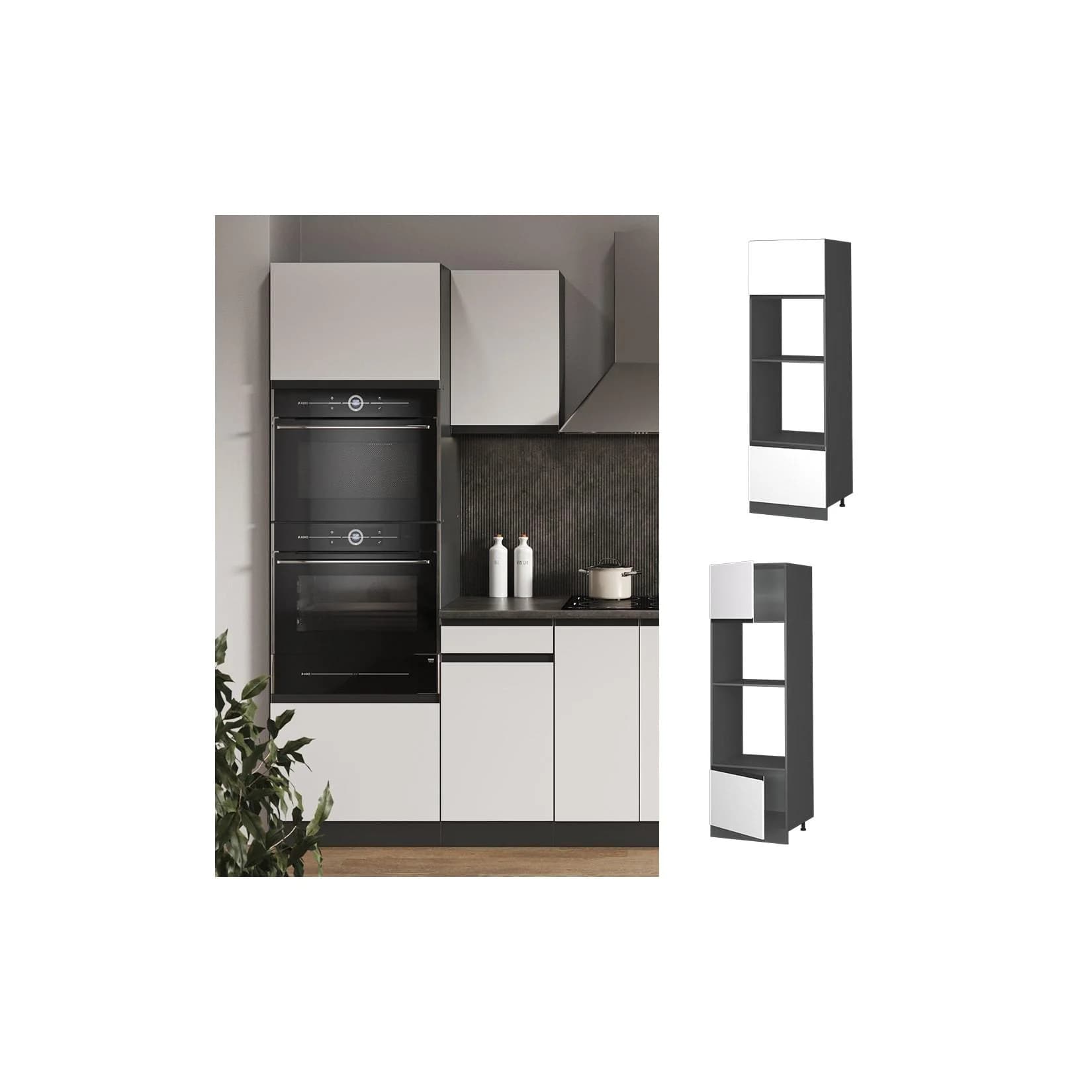 Vicco Mikrowellenschrank R-Line J-Shape Anthrazit Weiß Modern