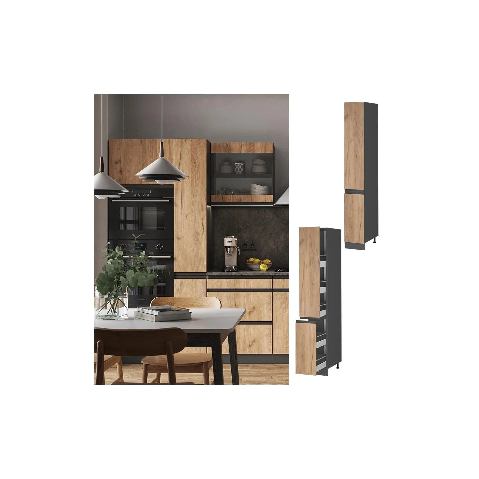 Vicco Apothekerhochschrank R-Line Anthrazit Eiche 30 cm