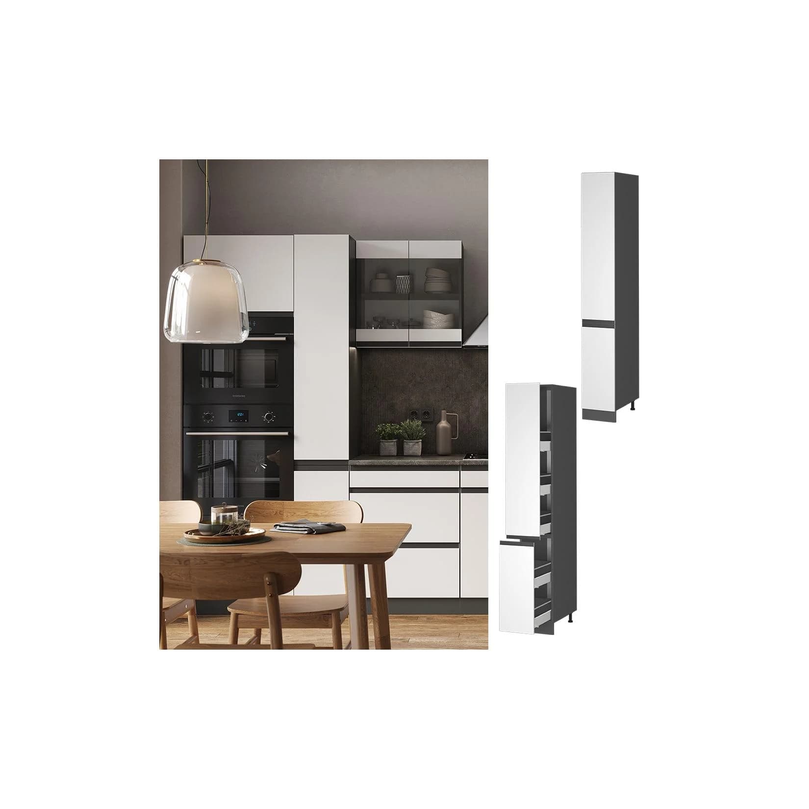 Vicco Apothekerhochschrank R-Line J-Shape Anthrazit Weiß 30 cm