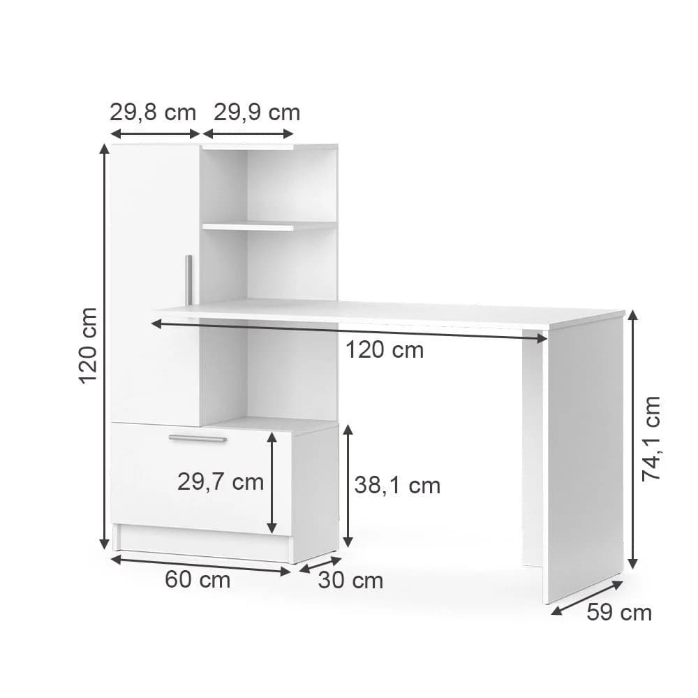 Vicco Schreibtisch Tomy Weiß Modern mit Stauraum - Bild 4