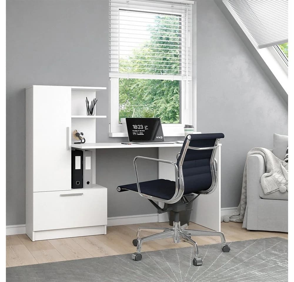 Vicco Schreibtisch Tomy Weiß Modern mit Stauraum - Bild 5