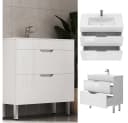 Vicco Badmöbel-Set Clayton Weiß Hochglanz 80 cm Waschtisch Bild 1