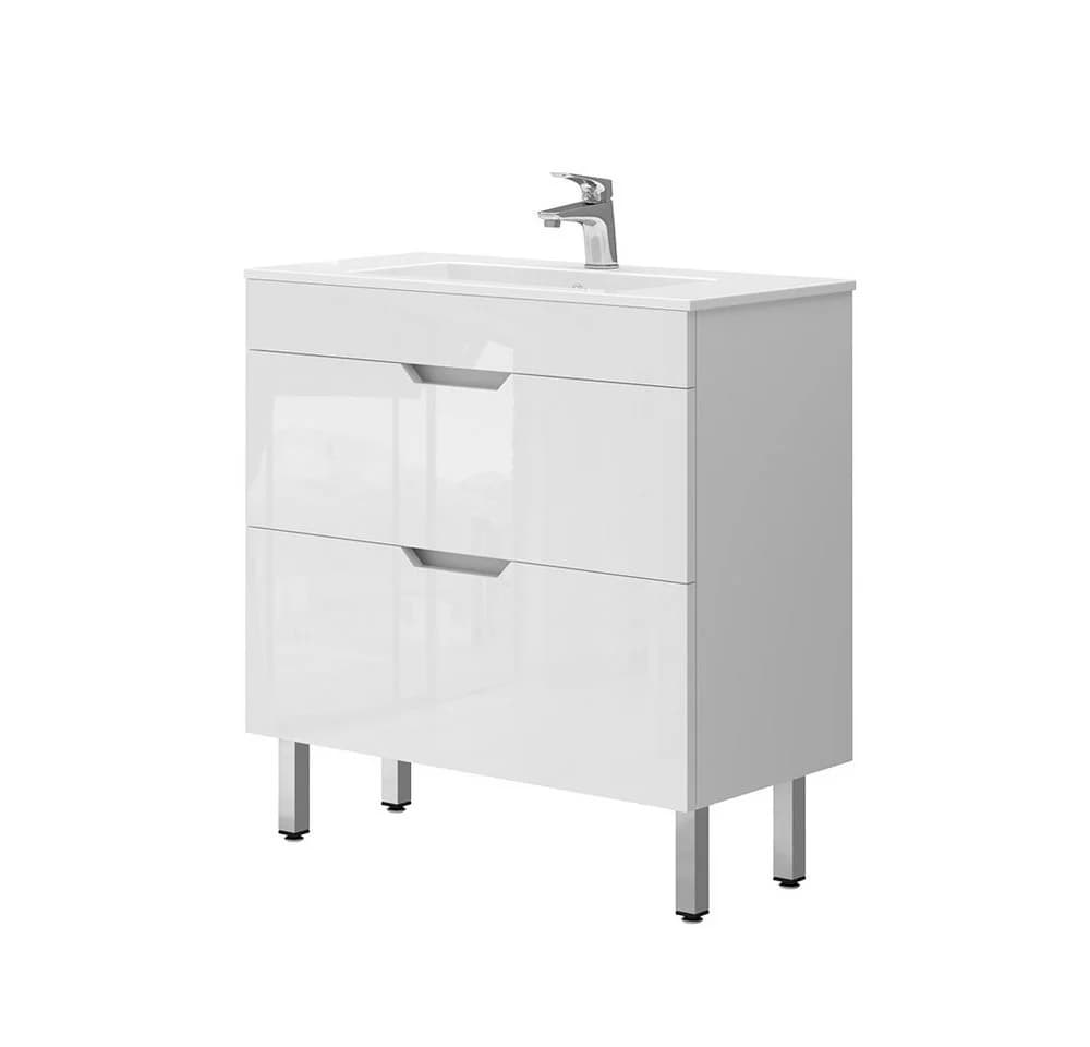 Vicco Badmöbel-Set Clayton Weiß Hochglanz 80 cm Waschtisch - Bild 2