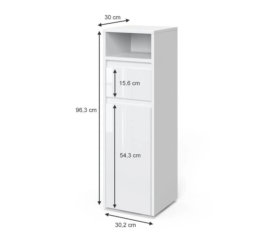 Vicco Midischrank Majest Weiß Hochglanz Modern Badmöbel - Bild 4