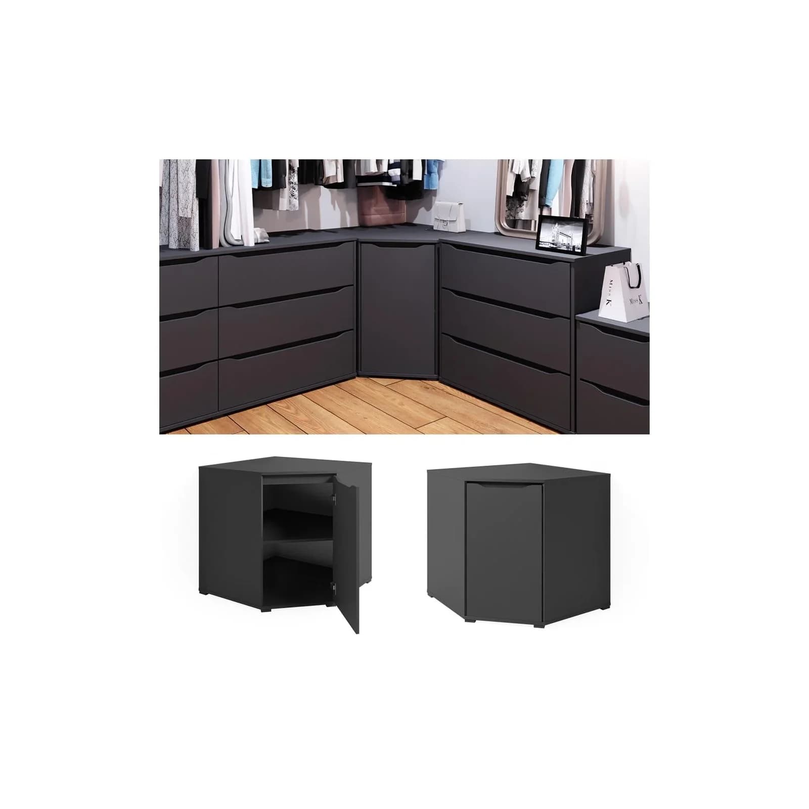 Vicco Eckkommode Ruben Anthrazit Modernes Sideboard mit viel Stauraum