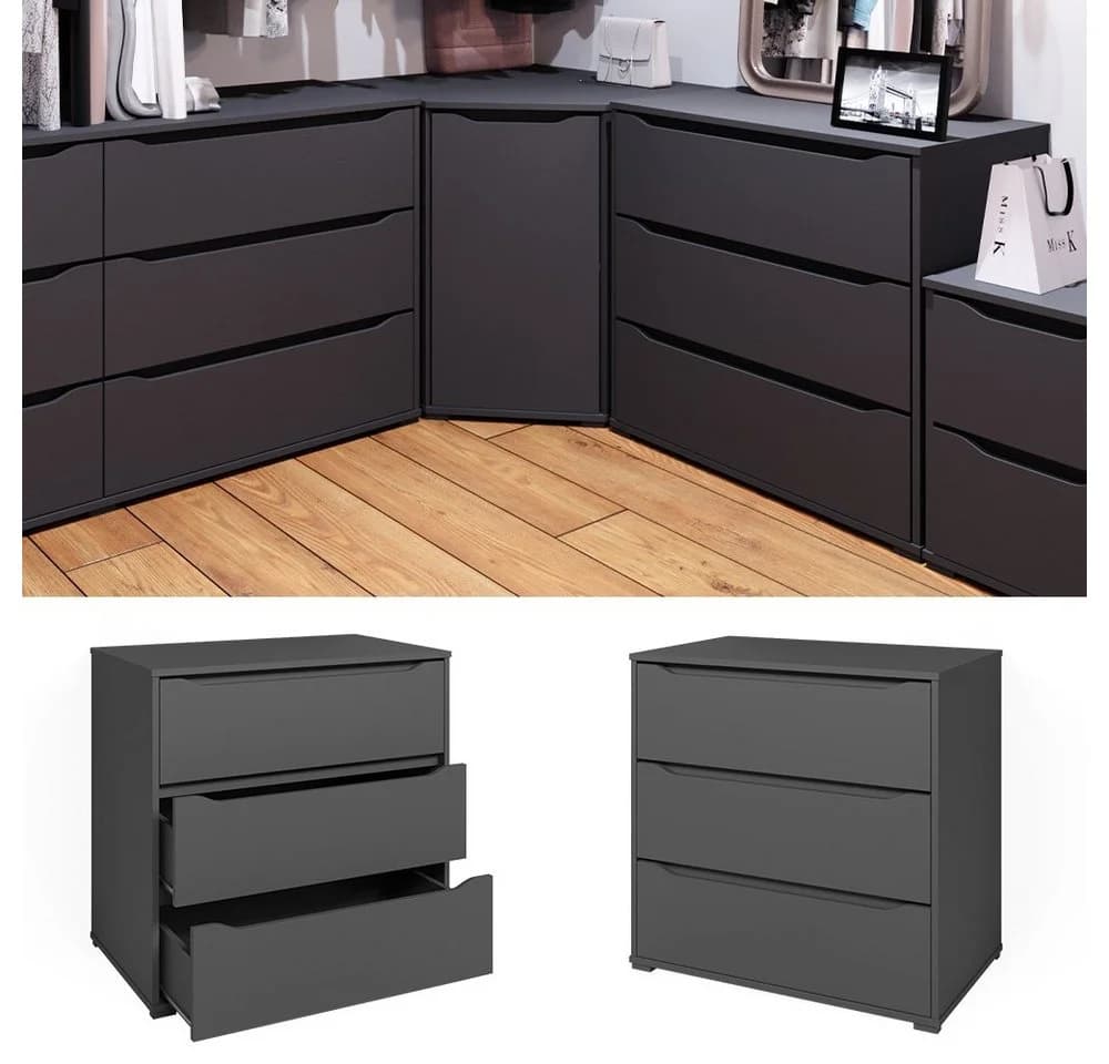 Vicco Kommode Ruben Anthrazit 3 Schubladen Modernes Sideboard - Bild 4