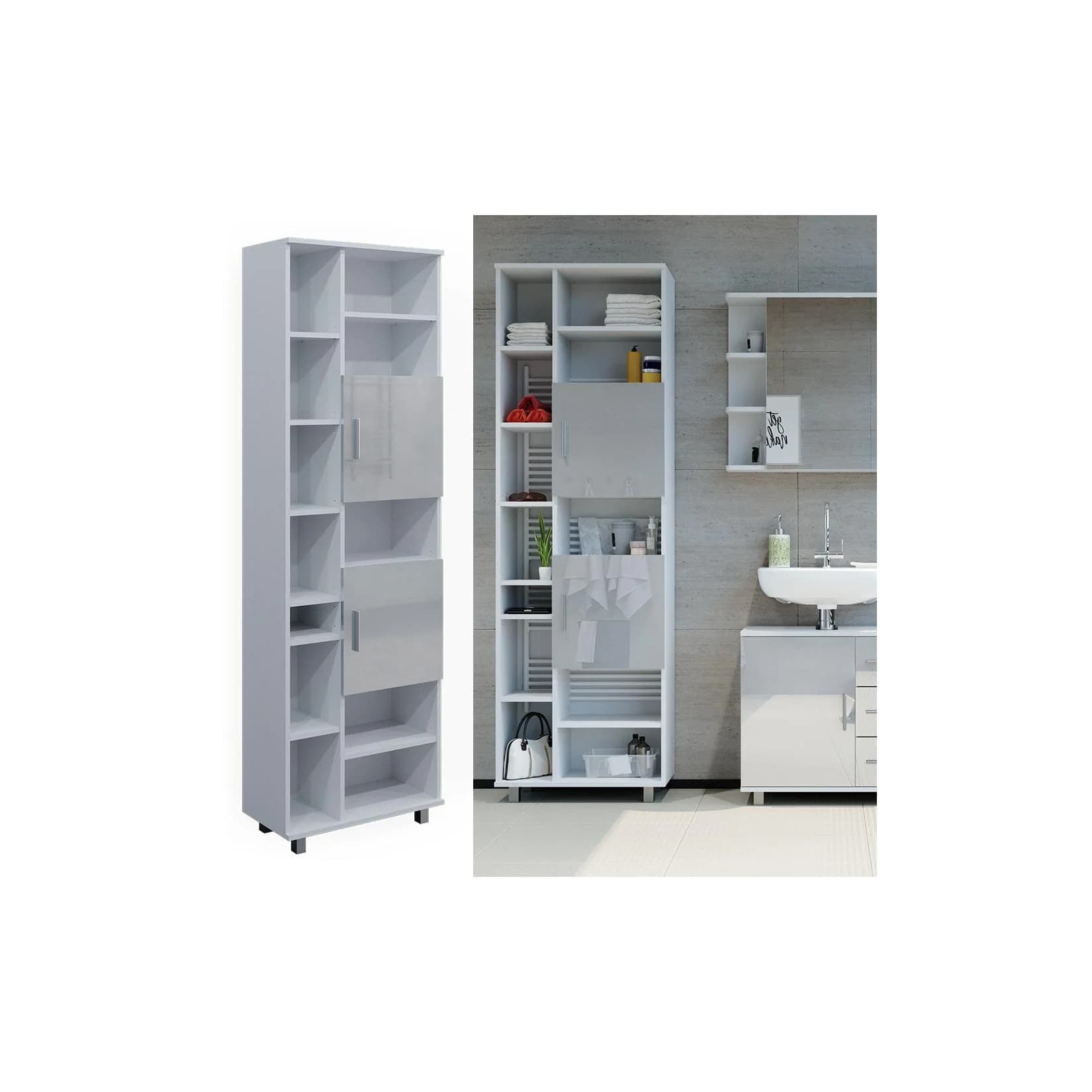 Vicco Hochschrank Ilias Weiß Hochglanz Modern Badschrank