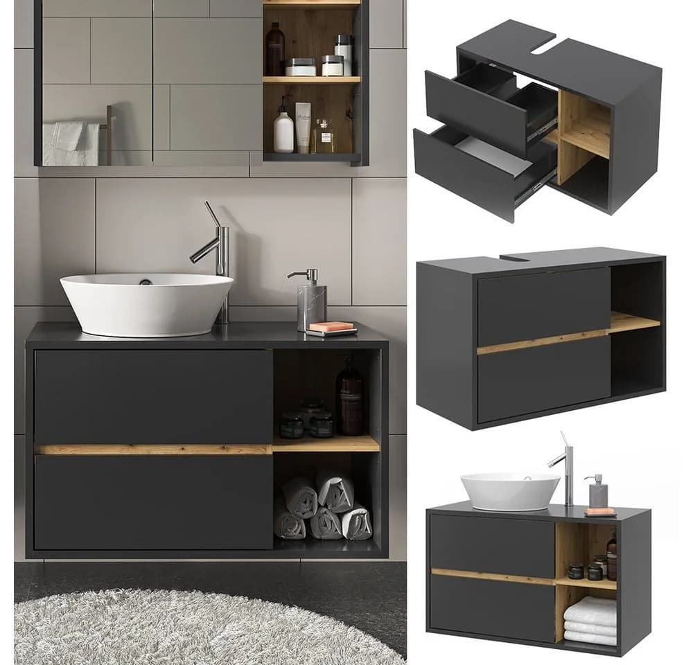 Vicco Waschtischunterschrank Viola Anthrazit Artisan-Eiche Modern - Bild 2