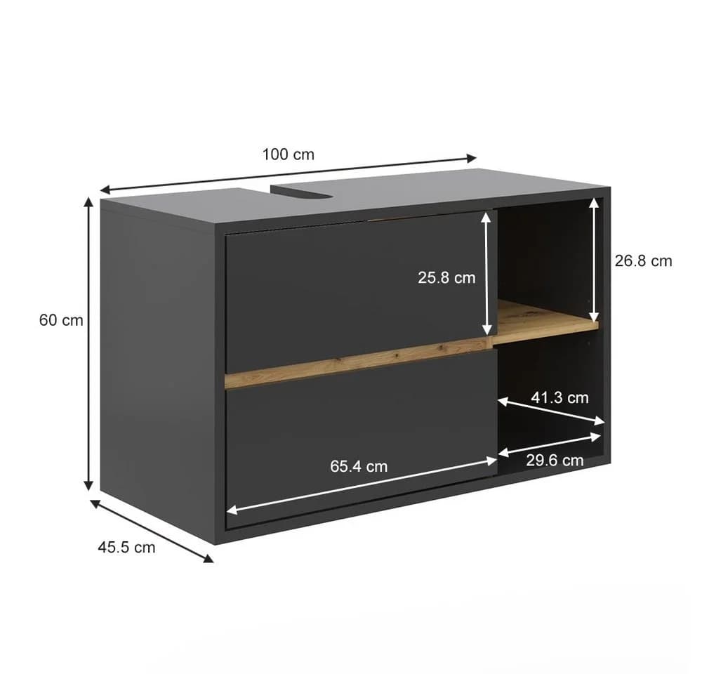 Vicco Waschtischunterschrank Viola Anthrazit Artisan-Eiche Modern - Bild 4