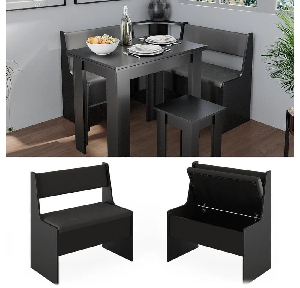 Vicco Sitzbank Roman Schwarz mit Stauraum Modern - Bild 2
