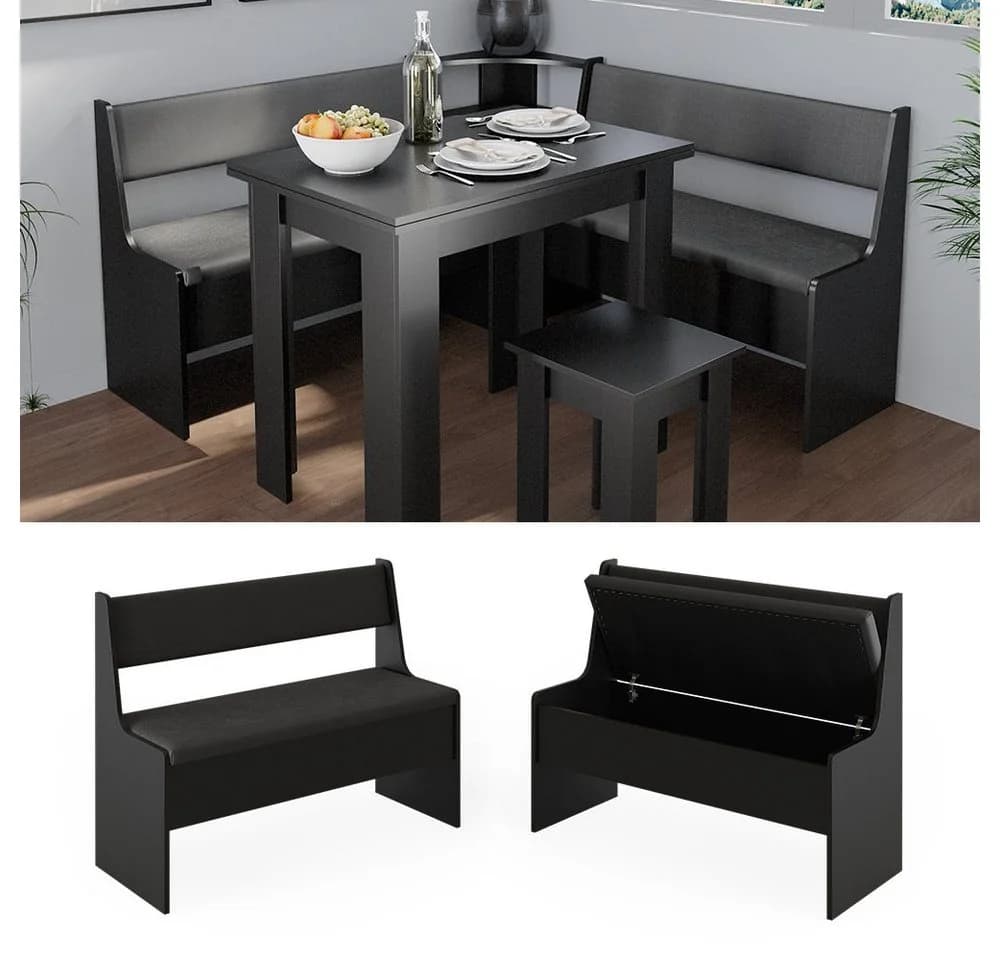 Vicco Sitzbank Roman Schwarz mit Truhenfunktion - Bild 2