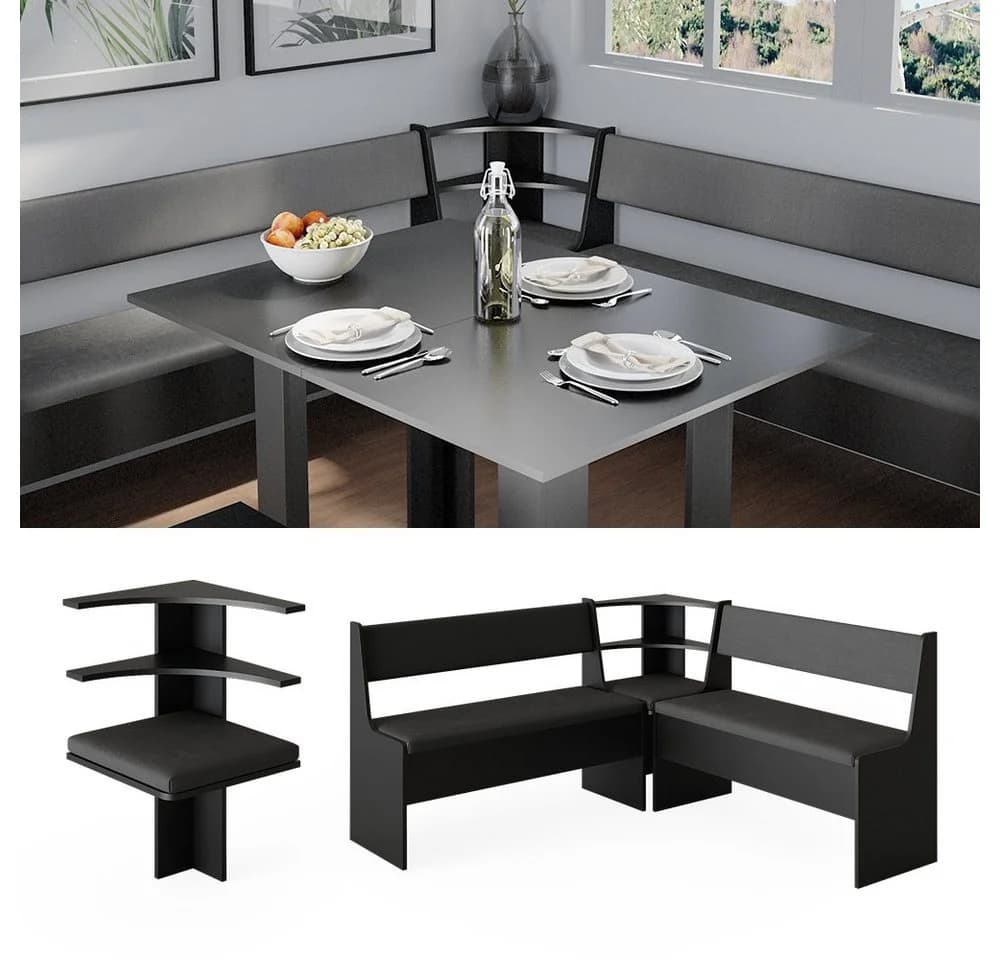 Vicco Eckbank Roman Schwarz Modern mit Stauraum - Bild 2