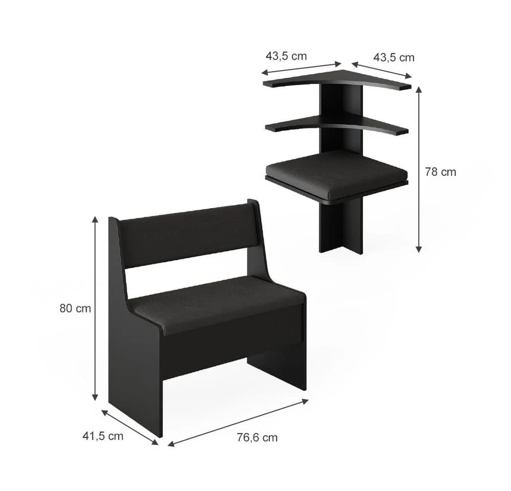 Vicco Eckbankgruppe Roman Schwarz Modern mit Klappfunktion - Bild 4