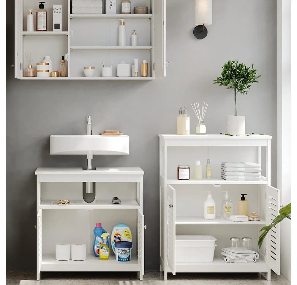 Vicco Badmöbel-Set Riad Weiß 3-teilig mit Lamellen-Front - Bild 5