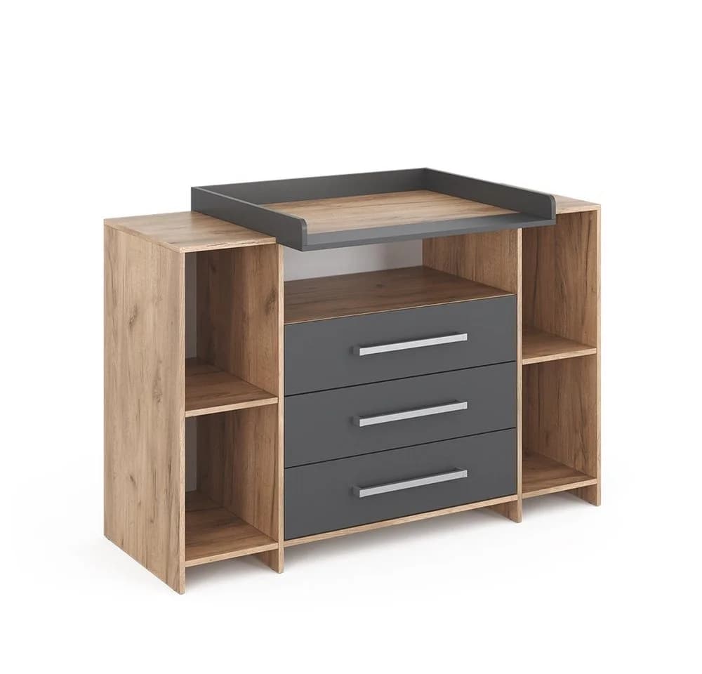 Vicco Wickelkommode Oskar XL mit Wickelauflage Eiche Anthrazit - Bild 5