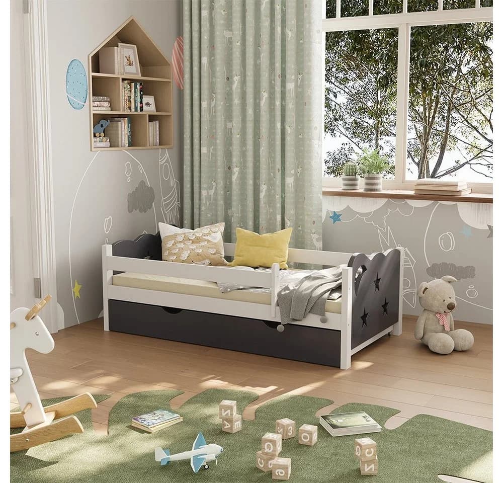 VitaliSpa Kinderbett Jessica Weiß Grau Modern mit Bettschublade - Bild 3