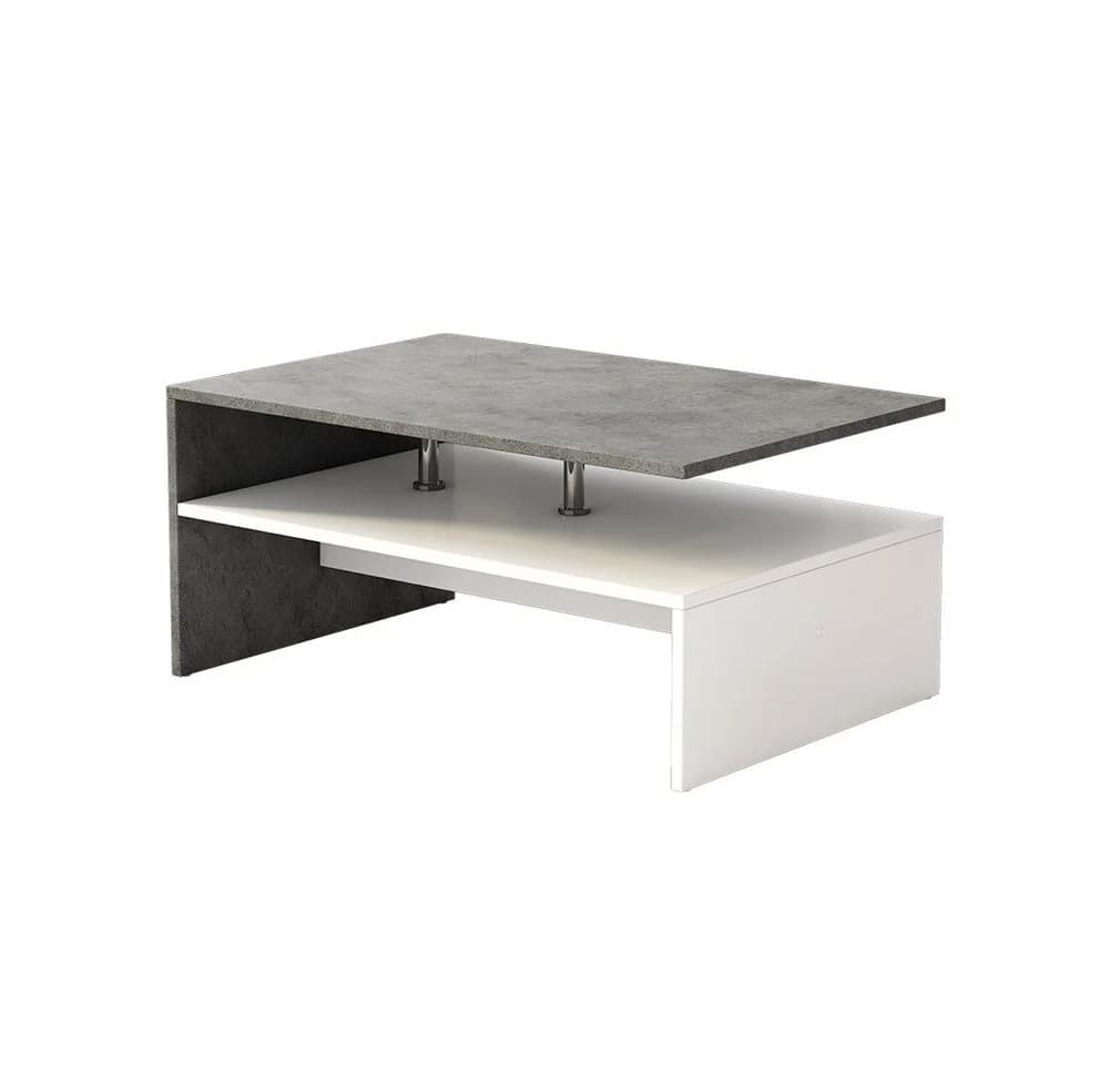 Vicco Couchtisch Mike Beton Weiß Modern mit Ablagen - Bild 2