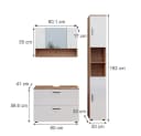 Vicco Badmöbelset Irma Eiche Weiß Hochglanz Modern 80 cm Bild 4